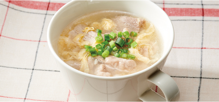 豚肉入りふわとろ中華風卵スープ